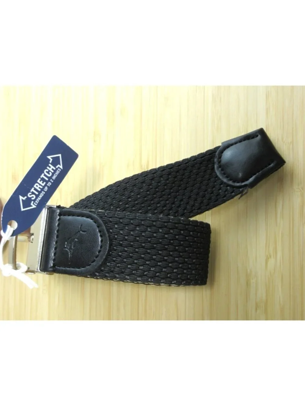 Tommy Bahama Men's Reversible Fabric Stretch Belt Black Khaki Metal Buckle NWT
